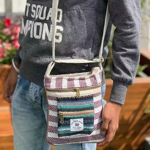 Bolsos cruzados de cáñamo natural hechos a mano al por mayor bolso bandolera ecológico con bolsillos dobles con cremallera frontal bolsos de hombro de viaje bohemios - Product Image 2