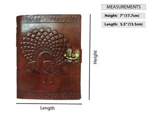 Cuaderno A3 de Cuero Marrón Genuino Hecho a Mano con Grabado de Pavo Real, Latón, 120 Hojas de Papel Impreso Sin Líneas, Cuaderno de Escritura Vintage - Product Image 4