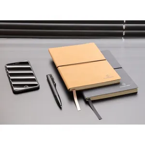 <b>A5</b> GRS Sustainable Notebook with Recycled Leather Cover Eco-Friendly Merchandising Product - Product Image 4