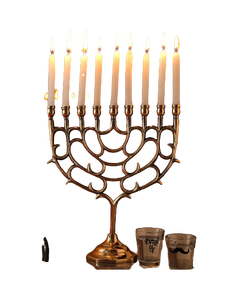 Bougeoir Menorah en métal pour décoration de Noël, centre de table de mariage, bougeoir Menorah design vintage - Product Image 4
