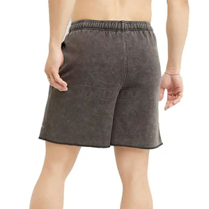 Shorts décontractés pour hommes, design personnalisé OEM, 2025, effet délavé, 100% coton, vintage, brodés, couleur unie, nouvelle arrivée - Product Image 4
