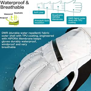 Usine directe meilleure qualité en cuir de chèvre gants de ski pour hommes Logo personnalisé conception coupe-vent imperméable avec caractéristiques thermiques hiver - Product Image 3