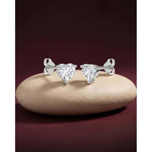 Compre Pendientes de Plata de Ley 925 de Primera Calidad para Mujeres y Niñas, con Diamantes Incrustados, en Oro Rosa, con Forma de Flor y Corazón, Modernos, para Compromiso - Product Image 2