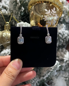 Classy Elegant Brilliant Cut Lab Diamond <b>Earrings</b> 10K/14K/18K Gold Rhodium Plated IGI Certified Such <b>Dangly</b> Design Subtle - Product Image 2