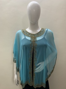 Lux Look dames couvrir exclusif Ponchos haussement d'épaules haut robe Design élégant perles à la main paillettes broderie travail vacances fête porter - Product Image 6