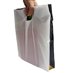 Sac à provisions de haute qualité sac à provisions en plastique PE promotionnel personnalisé poignée découpée avec logo imprimé conception utiliser recyclable - Product Image 3