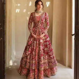 High On Demand Pakistani Wedding Sharara Dress Heavy Embroidery Long Salwar Kameez Bulk Order Supplier In India Online Exports