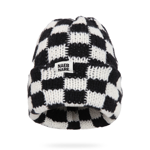 Bonnet en tricot à carreaux pour femme, doux, chaud et extensible en acrylique, motif écossais vintage, confortable et tendance pour l'hiver - Product Image 3