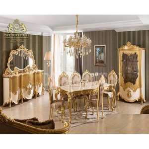 Ensemble de salle à manger sculpté en bois de teck de conception maharaja ensemble de table à manger sculpté à la main royal doré ensemble de salle à manger victorien européen fait à la main UK - Product Image 1