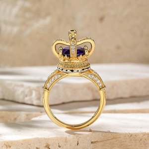 Jeulia Coronation <b>Crown</b> Sterling Silver <b>Ring</b> with Sapphire - Product Image 5