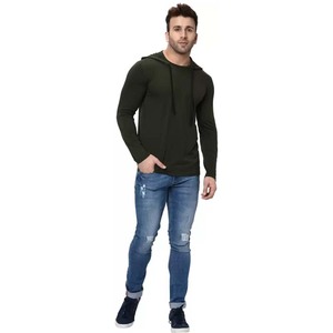 Camiseta con capucha de manga larga de verano para hombre de algodón con mangas completas al por mayor - Product Image 3