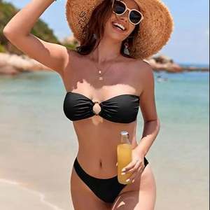 Maillot de bain 2 pièces Maillot de bain tendance dos ouvert couverture minimale sans bretelles tissu de haute qualité - Product Image 3