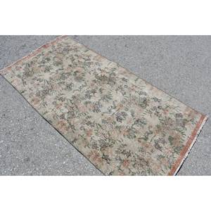 Tapis turc vintage beige vert 3,1x6,3 pieds - Product Image 2