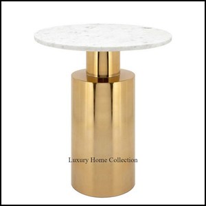 Table à boire moderne et élégante de forme ronde couleur or Table d'appoint décorative pour la maison cadre en acier inoxydable avec dessus rond en agate - Product Image 2