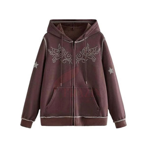 Sweat-shirts à capuche zippés en coton 100% avec strass, design personnalisé, solides, pour l'hiver, décontractés, séchage rapide pour hommes - Haute qualité, meilleur prix - Product Image 1