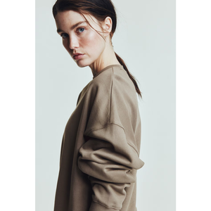 Sudadera de mujer de alta calidad de uso diario de lana personalizada de color sólido jersey de cuello simulado sudadera de gran tamaño OEM/ODM Bangladesh - Product Image 5