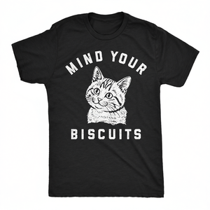 Men's Casual <b>Fitted</b> 280 Grams Weight Breathable Cotton Jersey <b>T</b>-<b>Shirt</b> 'Mind Your Biscuits' 3D Logo Letter Print Solid Streetwear - Product Image 3