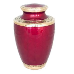 Urna de cremación de latón de alta calidad con banda de grabado Urna de cremación funeraria de metal con acabado de color dorado y rosa - Product Image 6