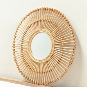 Espejo de Ratán Rústico Hecho a Mano para Decoración de Sala de Estar, Espejo de Pared de Fibra Natural para Hogares Ecológicos - Product Image 4