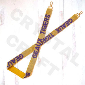 Nsu Demons, correas de bolsa de cuentas de semillas de oro blanco personalizadas, accesorio de moda 'Hook Em Horns', correa de monedero con cuentas - Product Image 2