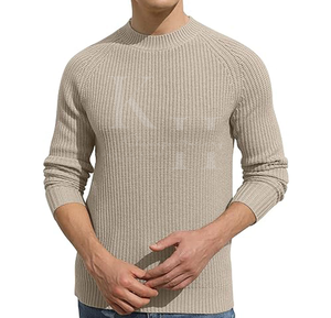 Suéter de mezcla de lana de manga larga ajustado para hombre, Top de punto ligero de avión de día de clima fresco para invierno - Product Image 3