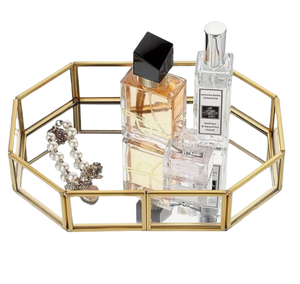 Rectangular Shape <b>Gold</b> Finishing Border Metal & <b>Mirror</b> Decorative Tray Christmas <b>Mirror</b> Tray for Serving in Hotels - Product Image 6