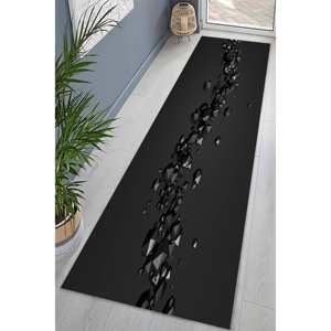 Tapis à motifs sphériques, Tapis noir, Tapis futuriste, Tapis moderne, Tapis d'entrée, Tapis à poils doux - Product Image 4