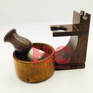 New Barber Hair Cutting <b>Shaving</b> Brush Wood Handle Stand Barber Wooden <b>Shaving</b> Set with Bowl Brush <b>shaving</b> <b>Kit</b> Stand - Product Image 1