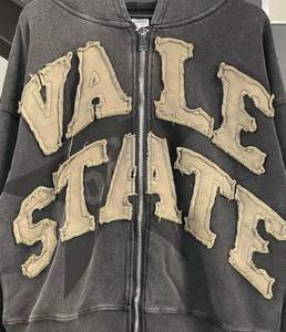 Venta directa Logotipo personalizado Hombres Sudaderas con capucha Fabricantes de ropa desgastada Peso pesado Recortado Gráfico Impreso Patrón Sudadera con capucha Hombre - Product Image 2