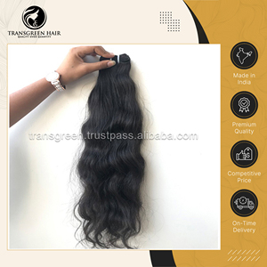 Extensiones de cabello humano ondulado natural de templo Virgen sin procesar de calidad superior 100% de vendedor genuino hecho en La India - Product Image 2