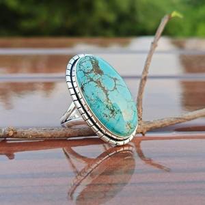 Natural Turquoise Gemstone <b>Ring</b>, Handmade <b>Statement</b> <b>Ring</b>, A++ Quality Turquoise Gemstone <b>Ring</b>, Gift For Her Silver <b>Ring</b> - Product Image 3