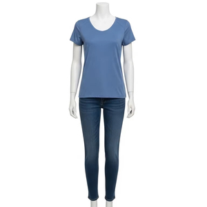 เสื้อยืดถักคอกลมผ้านุ่มระบายอากาศได้ดีสำหรับผู้หญิงชุดออกกำลังกายน้ำหนักเบา - Product Image 3