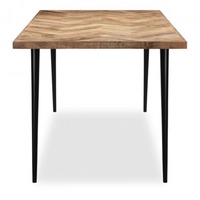 Ensemble de table à manger en bois d'acacia à motif chevron moderne avec cadre en fer, chaises de salle à manger pour usage hôtelier
