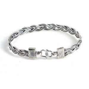 Bracelet manchette tressé à 3 rangs en argent sterling 925 avec fermoir – Accessoire de mode - Product Image 4