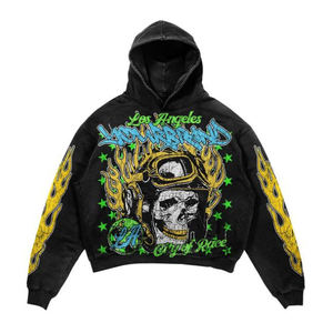 Personnalisez votre conception Sweats à capuche imprimés Dtg surdimensionnés de meilleure qualité pour hommes en détresse déchiré bord brut Sweat à capuche graphique en éponge française - Product Image 4