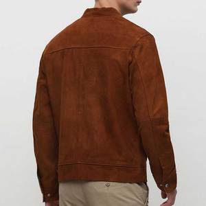 Automne hiver hommes veste en cuir suédé Original peau de vache Cowboy Design col montant grande taille qualité supérieure bon prix - Product Image 4