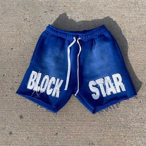 100% algodón desgastado bordado sudor corto logotipo personalizado ácido lavado ropa casual hombres pantalones cortos - Product Image 3