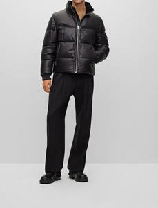 Veste matelassée en toile pour homme de haute qualité à col montant, couleur unie, imperméable, coupe-vent, respirante, avec capuche, pour l'hiver - Product Image 6