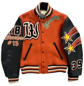 Streetwear avec logo personnalisé veste Varisty brodée de haute qualité bombardier d'hiver en cuir polaire veste universitaire Letterman pour hommes - Product Image 1