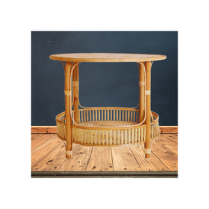 Mesa con estante Estante de exhibición de ratán de buena calidad Muebles hechos a mano Logotipo personalizado de ratán del fabricante de Vietnam - Product Image 3