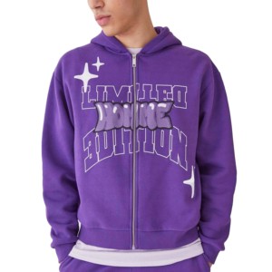 High Quality 100% Cotton Pullover <b>Hoodies</b> for Men Customized Full Zip <b>Thermal</b> Oversized for Puff Print Hip Hop Pattern Logo - Product Image 4