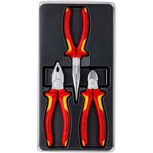 For KNIPEX 3-Piece <b>Set</b> of VDE Certified Electrical <b>Pliers</b> Chrome-Plated with Thermoformed Plastic Parts - Product Image 3