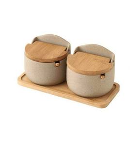 Ensemble de 2 pots ronds en métal pour le thé et le sucre, boîtes naturelles pour la cuisine, contenants en bois pour le rangement, cadeaux de Noël, tendances - Product Image 4