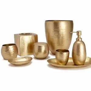 Perfect Home Decor Luxury Bathroom Sets Golden Brass Metal Bathroom Accessories Bulk Quantity