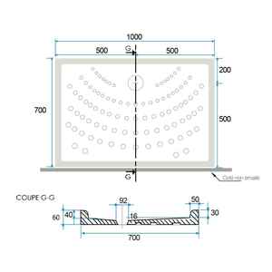 Plato de Ducha de Cerámica Blanco Matera H6 100X70, Categoría de Producto: Alfombrilla de Baño - Product Image 2