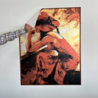 Peinture abstraite Femme Solitaire, Art mural moderne réutilisable et durable en papier multifonctionnel, adhérence électrostatique sur toutes surfaces