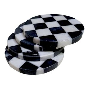 Dessous de verre en marbre au design antique fabriqué à la main avec finition noire pour une décoration de table élégante et un charme intemporel - Product Image 4