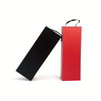 Boîte cadeau intégrée noire mate pour bouteille de vin avec poignée en ruban – Solution complète pour spiritueux de Noël et des fêtes