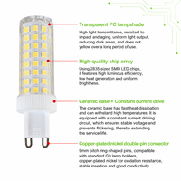 Ampoule LED G9 sans scintillement, économie d'énergie, céramique+PC, 7W, 870LM, 360 degrés, AC220V-240V, CRI élevé >80, pour la maison, le salon