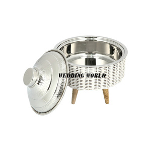 Fancy Metal Food Server Cazuela decorativa redonda con tapa martillada Última colección para calentador y catering - Product Image 3